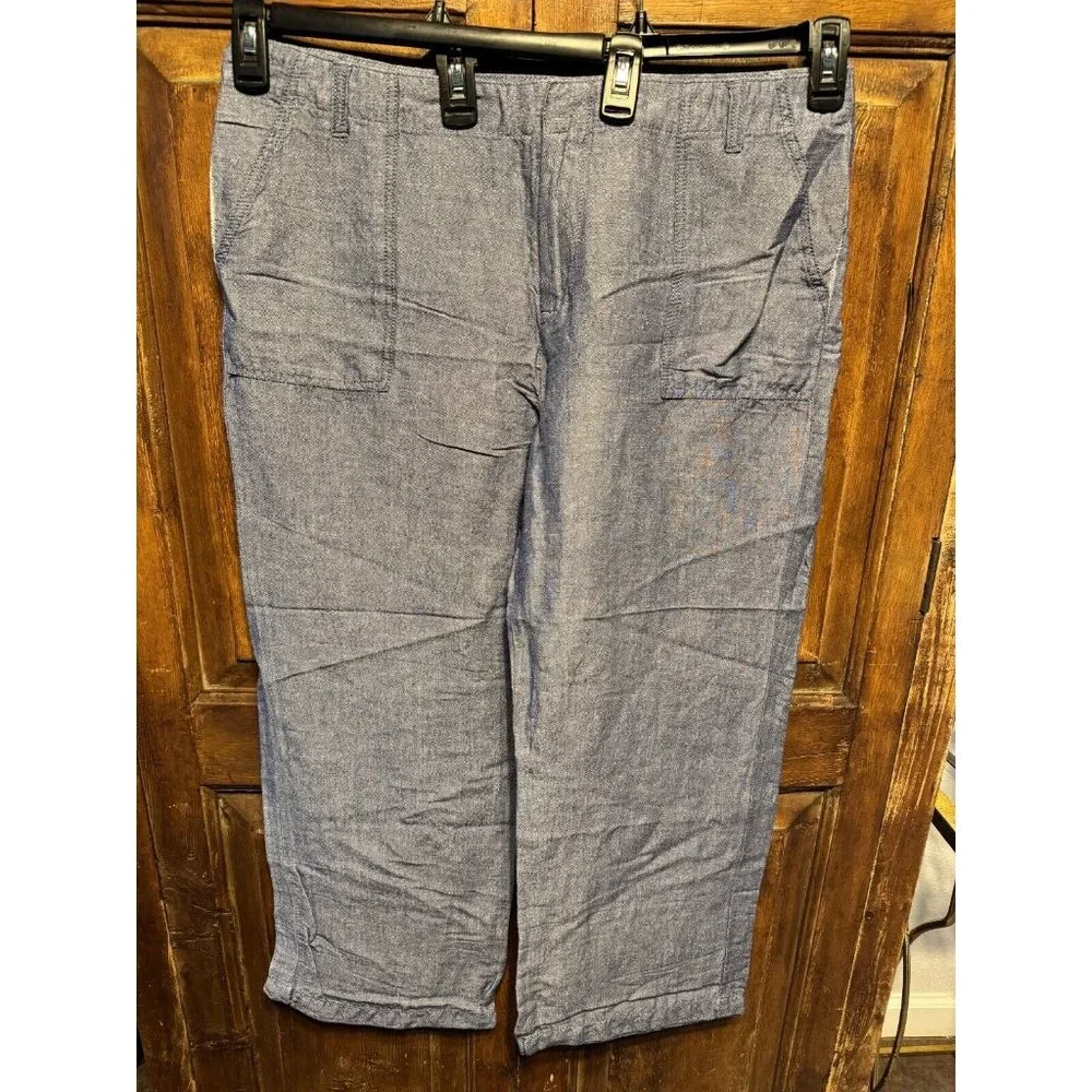 Tommy Hilfiger Woman Plus Blue Linen Wide Leg‎ Pants Size 14